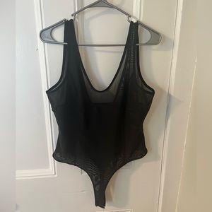 Sheer plunge black bodysuit from forever 21